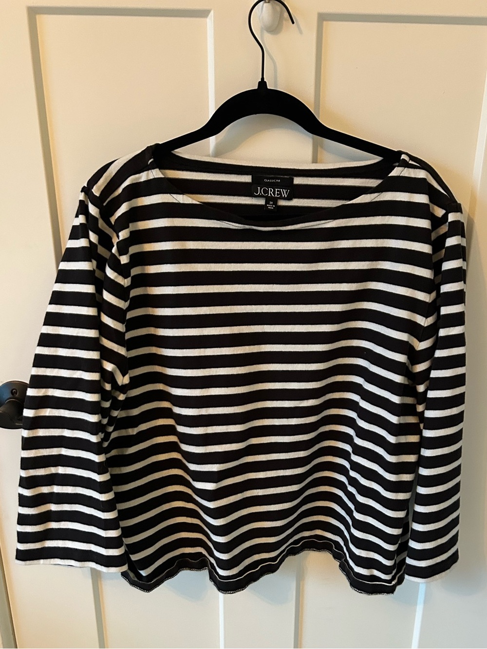 J. Crew Black & White Breton-Stripe Long Sleeve Top